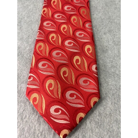 Juin Other - Juin Paris Silk Tie Red White Yellow‎ Geometric L:59” W:4” Jacquard